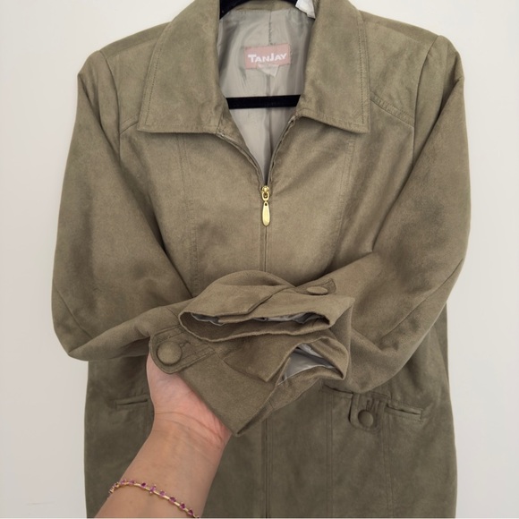 Tanjay / Faux Suede Green Jacket - Picture 6 of 7